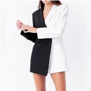 Anthropology EndlessRose NWT Black&White Colorblock Blazer Romper Sold Out $150